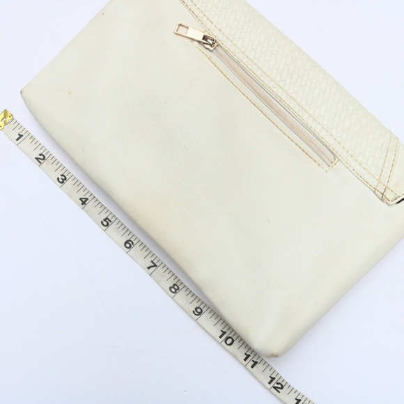 Vintage White Leather Envelope Clutch Handbag - Picture 3 of 9